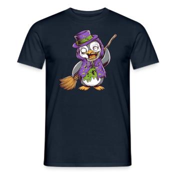 Halloween Penguin Zombie Mit Besen Und Hut - Männer T-Shirt - Navy - Vorne - AI Model Male 178 light (178cm)
