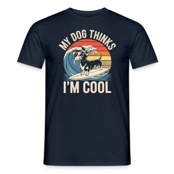 Teckel mon chien pense que je suis cool - T-shirt homme - marine - Devant - AI Model Male 178 light (178cm)