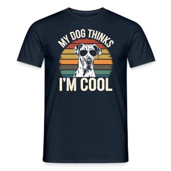 Deutsche Dogge Mein Hund Denkt Das Ich Cool Bin - Männer T-Shirt - Navy - Vorne - AI Model Male 178 light (178cm)