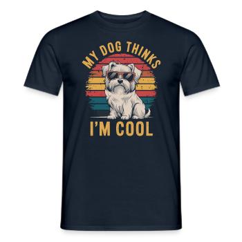Maltese dog my dog thinks I'm cool - Men's T-Shirt - navy - Front - AI Model Male 178 light (178cm)