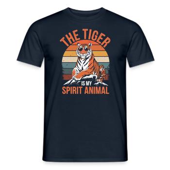 The Tiger Is My Power Animal Retro Style - Men's T-Shirt - navy - Front - AI Model Male 178 light (178cm)