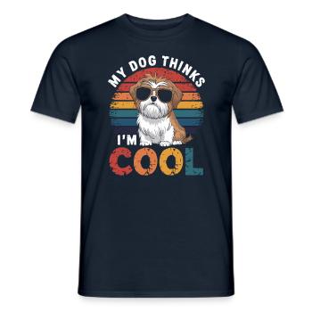 Shi shitzu mon chien pense que je suis cool - T-shirt homme - marine - Devant - AI Model Male 178 light (178cm)