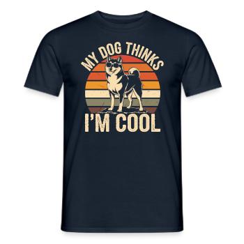 Shiba Inu Mon chien pense que je suis cool - T-shirt homme - marine - Devant - AI Model Male 178 light (178cm)