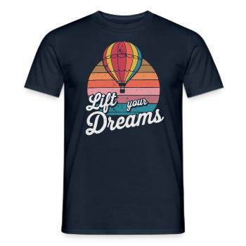 Lift Your Dreams Hot Air Balloon Inspiration Quote - Men's T-Shirt - navy - Front - AI Model Male 178 light (178cm)