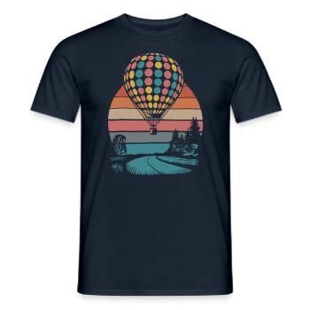 Heißluftballon Retro Sonnenuntergang Abstrakt - Männer T-Shirt - Navy - Vorne - AI Model Male 178 light (178cm)