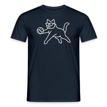 Katze Mit Sonnenbrille Und Volleyball - Männer T-Shirt - Navy - Vorne - AI Model Male 178 light (178cm)
