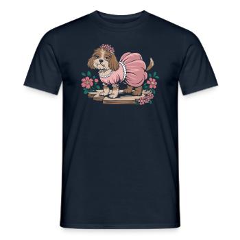 Cottagecore dog in flower dress - Men's T-Shirt - navy - Front - AI Model Male 178 light (178cm)
