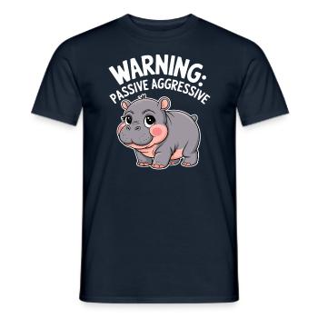 Moo Deng Caution: Passive Aggressive - Men's T-Shirt - navy - Front - AI Model Male 178 light (178cm)