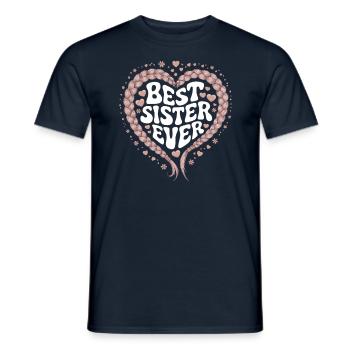 Best Sister Best Sister Ever Heart Cable Knit - Men's T-Shirt - navy - Front - AI Model Male 178 light (178cm)