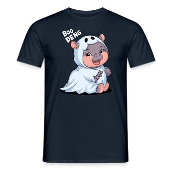 Cute Boo Deng Hippo in Ghost Costume - Men's T-Shirt - navy - Front - AI Model Male 178 light (178cm)