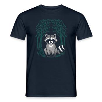 Cottagecore style raccoon dog illustration - Men's T-Shirt - navy - Front - AI Model Male 178 light (178cm)