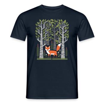 Cottagecore Woodland Fox with Flowers - Men's T-Shirt - navy - Front - AI Model Male 178 light (178cm)