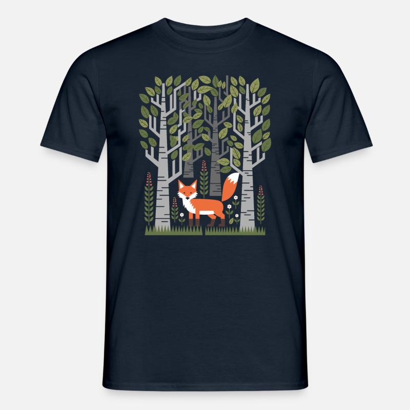 Cottagecore Wald Fuchs mit Blumen - Männer T-Shirt - Navy