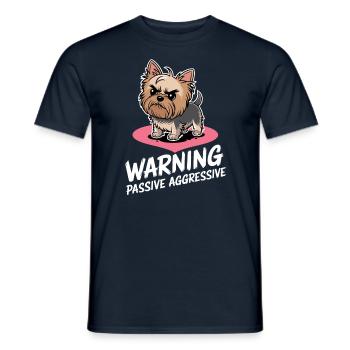 Warnung Passiv Aggressiv Yorkie Cartoon - Männer T-Shirt - Navy - Vorne - AI Model Male 178 light (178cm)