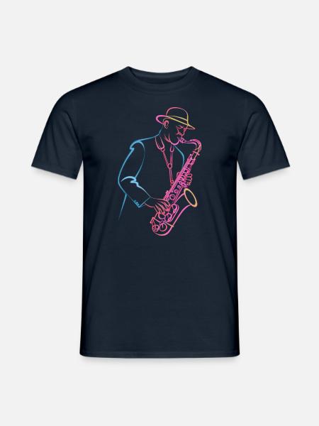 Einzigartiger Jazz-Saxophonist im Retro-Stil - Männer T-Shirt - Navy
