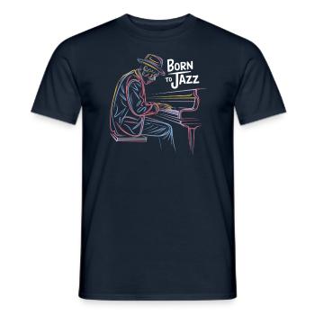 Né pour le jazz avec des musiciens au piano - T-shirt homme - marine - Devant - AI Model Male 178 light (178cm)