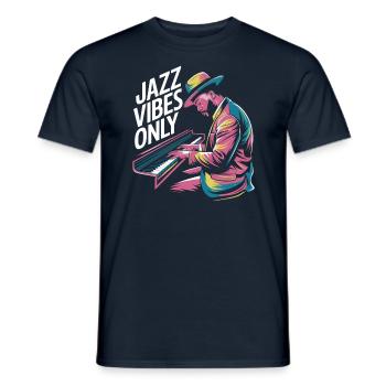 Jazz Vibes Only Musician Piano Art - Men's T-Shirt - navy - Front - AI Model Male 178 light (178cm)