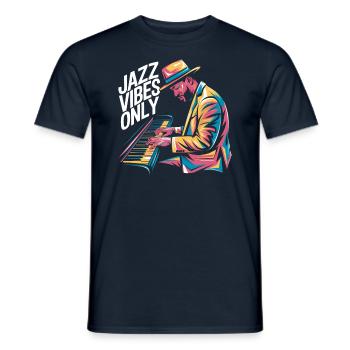 Jazz Vibes Only Musician Art - Men's T-Shirt - navy - Front - AI Model Male 178 light (178cm)