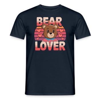 Bear Lover Retro Heart Graphic - Men's T-Shirt - navy - Front - AI Model Male 178 light (178cm)