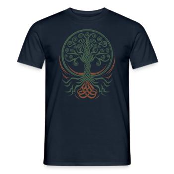 Arbre de vie néo-celtique aux racines entrelacées - T-shirt homme - marine - Devant - AI Model Male 178 light (178cm)