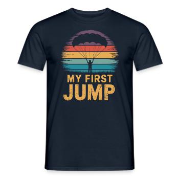 Mein Erster Sprung Fallschirmspringen Retro - Männer T-Shirt - Navy - Vorne - AI Model Male 178 light (178cm)