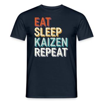 Eat Sleep Kaizen Improvement Repeat Motivation - Männer T-Shirt - Navy - Vorne - AI Model Male 178 light (178cm)