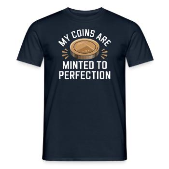 My coins are perfectly minted - Men's T-Shirt - navy - Front - AI Model Male 178 light (178cm)