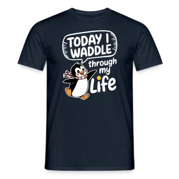 Aujourd’hui, je me dandine dans ma vie Penguin - T-shirt homme - marine - Devant - AI Model Male 178 light (178cm)