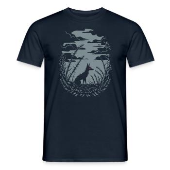 Dark Cottagecore Wolf Nature Motif - Men's T-Shirt - navy - Front - AI Model Male 178 light (178cm)