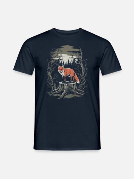 Dunkles Cottagecore: Fuchs im Verzauberten Wald - Männer T-Shirt - Navy