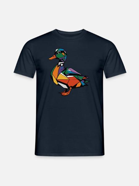 Colorful Geometric Farm Animal Graphic Duck - Men's T-Shirt - navy