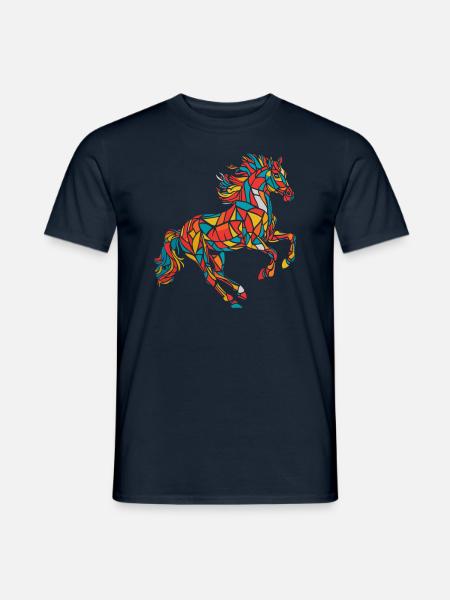 Buntes Geometrisches Bauernhoftier Grafik - Männer T-Shirt - Navy