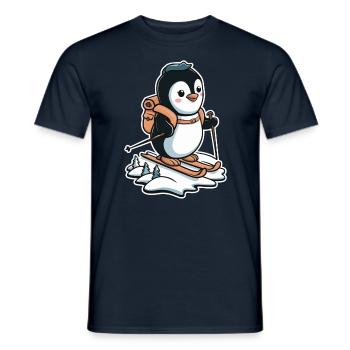 Cute penguin doing cross-country skiing for kids and - Men's T-Shirt - navy - Front - AI Model Male 178 light (178cm)