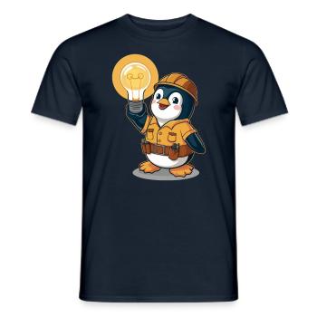 Pinguin Elektriker Mit Glühbirne - Männer T-Shirt - Navy - Vorne - AI Model Male 178 light (178cm)