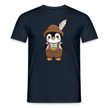 Funny penguin in Bavarian outfit - Men's T-Shirt - navy - Front - AI Model Male 178 light (178cm)