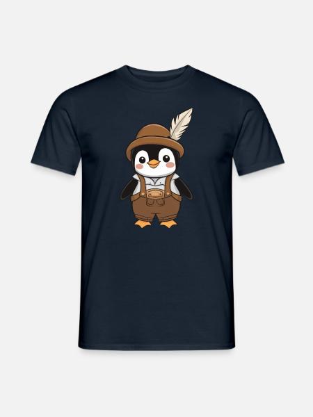 Lustiger Pinguin im Bayerischen Outfit - Männer T-Shirt - Navy