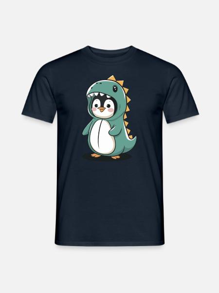 Cute Penguin in Dinosaur Costume - Men's T-Shirt - navy