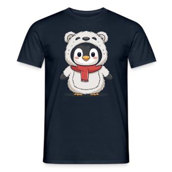 Cute penguin in bear costume - Men's T-Shirt - navy - Front - AI Model Male 178 light (178cm)
