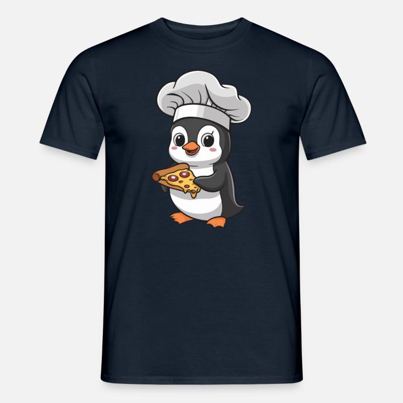 Pinguin Pizzabäcker Mit Pizza - Männer T-Shirt - Navy