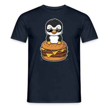 Cooler Pinguin Mit Burger - Männer T-Shirt - Navy - Vorne - AI Model Male 178 light (178cm)