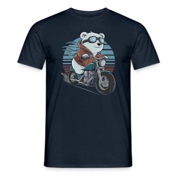 Bear on Motorcycle Adventure Retro Style - Men's T-Shirt - navy - Front - AI Model Male 178 light (178cm)