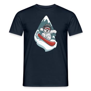 Ours des neiges à l’aventure en planche à neige - T-shirt homme - marine - Devant - AI Model Male 178 light (178cm)