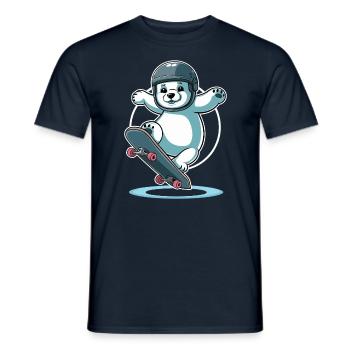 Ours polaire de skateboard avec casque - T-shirt homme - marine - Devant - AI Model Male 178 light (178cm)