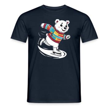 Cute polar bear skating in colorful sweater - Men's T-Shirt - navy - Front - AI Model Male 178 light (178cm)
