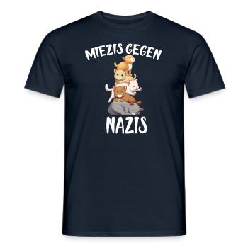 Miezis gegen Nazis Anime Katzen - Männer T-Shirt - Navy - Vorne - AI Model Male 178 light (178cm)