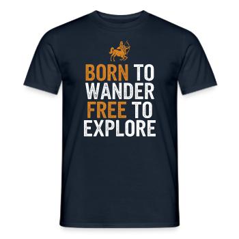 Signe du zodiaque Sagittaire : Né pour errer librement - T-shirt homme - marine - Devant - AI Model Male 178 light (178cm)