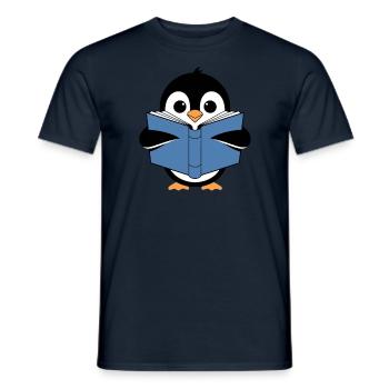 Pinguin Mit Buch Für Lesebegeisterte - Männer T-Shirt - Navy - Vorne - AI Model Male 178 light (178cm)