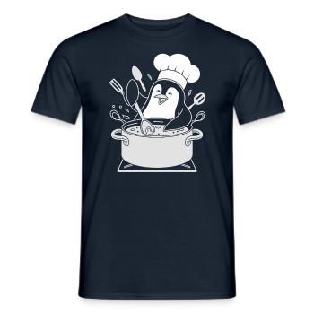 Cooking Penguin Chef Hat Fun - Men's T-Shirt - navy - Front - AI Model Male 178 light (178cm)