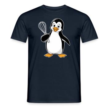 Cheerful penguin with whisk for - Men's T-Shirt - navy - Front - AI Model Male 178 light (178cm)