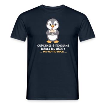 Cupcakes & Penguins Make Me Happy - Men's T-Shirt - navy - Front - AI Model Male 178 light (178cm)